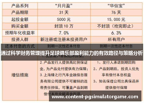 通过科学财务管理提升足球俱乐部盈利能力的有效路径与策略分析