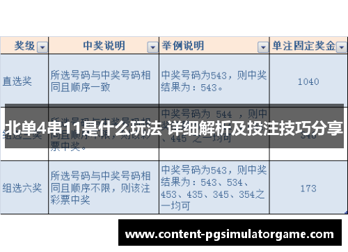北单4串11是什么玩法 详细解析及投注技巧分享
