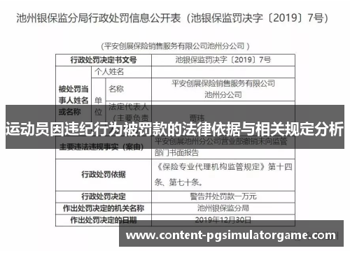 运动员因违纪行为被罚款的法律依据与相关规定分析 运动员因违纪行为被罚款的法律依据与相关规定分析